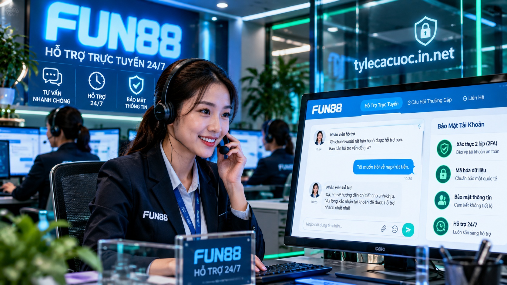 dịch vụ chăm sóc khách hàng trực tuyến 24/7 tại trung tâm hỗ trợ thương hiệu Fun88