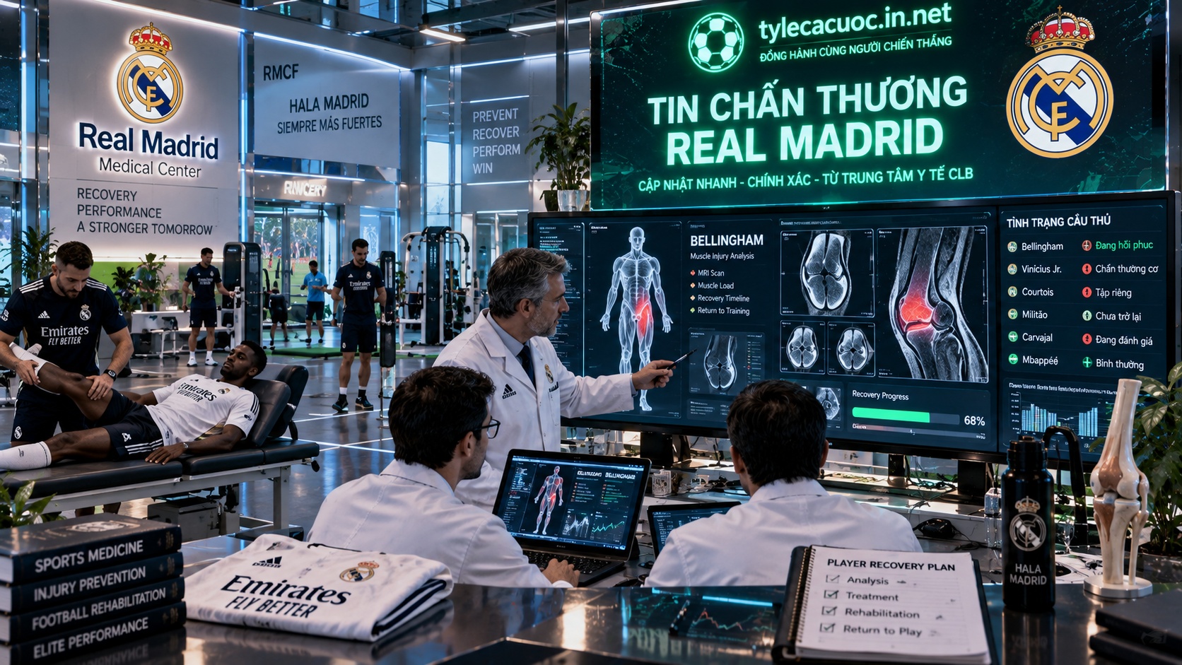 Toàn cảnh trung tâm y tế cập nhật tin chấn thương Real Madrid trước vòng đấu