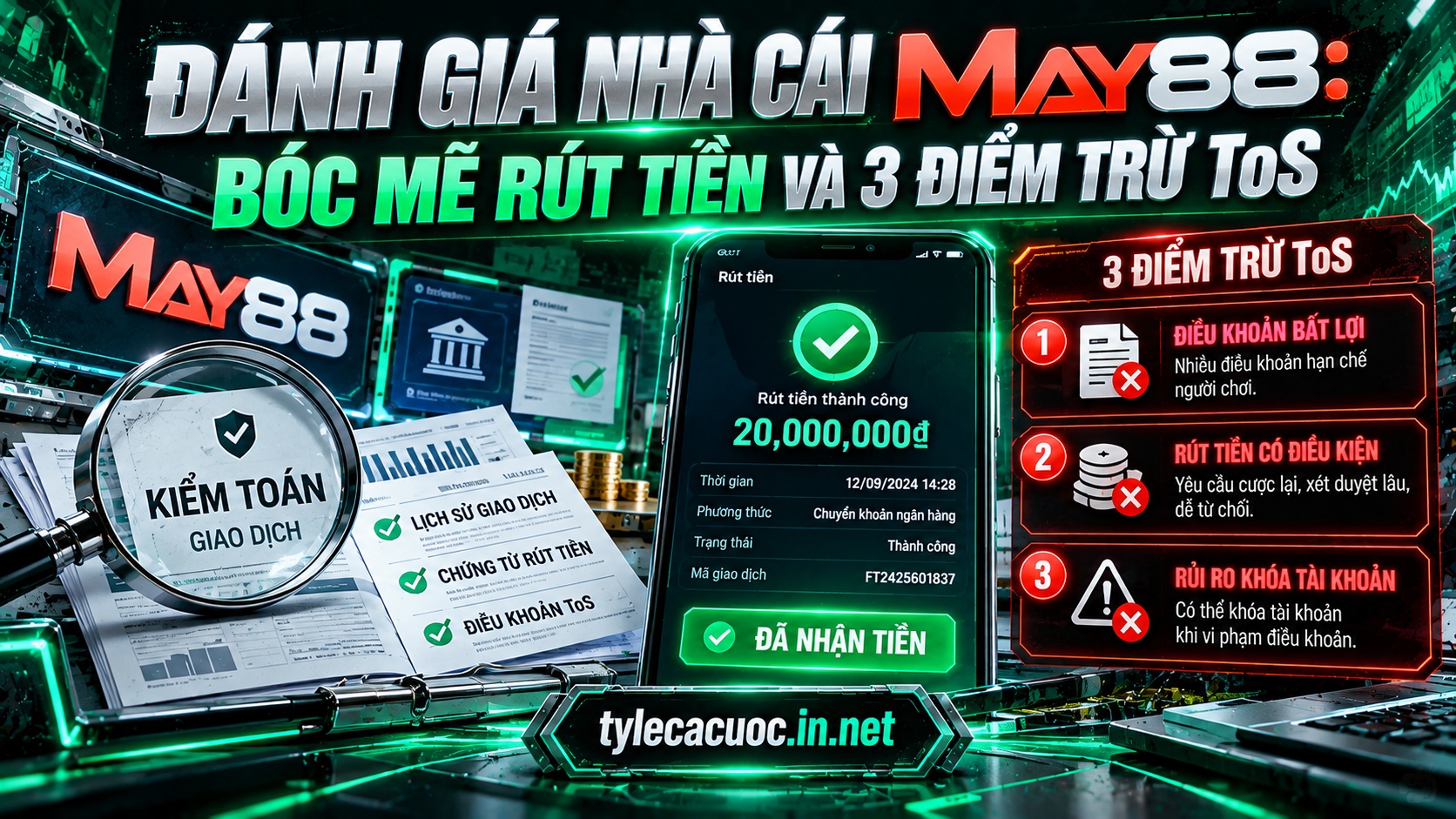 Bảng kiểm toán tài chính và đánh giá nhà cái May88 về các điều khoản rút tiền ngầm