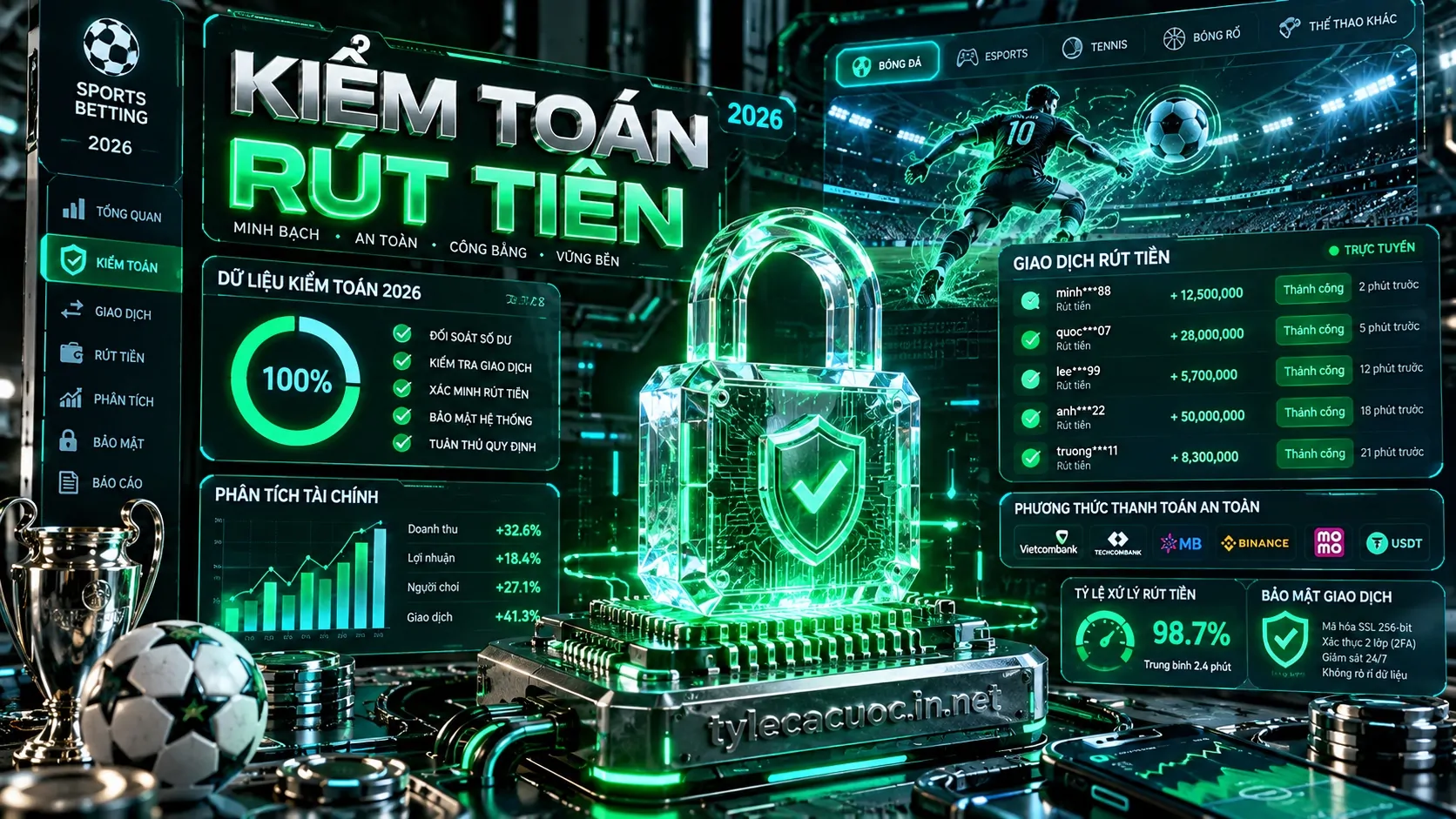 Bảng dữ liệu kiểm toán đánh giá nhà cái dafabet phát sáng màu xanh neon